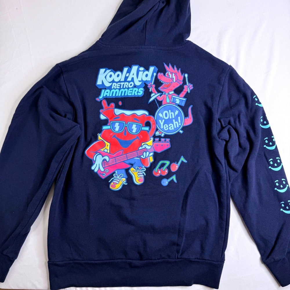Kool-Aid Retro Jammers Navy Blue Graphic Hoodie Mad Engine Small